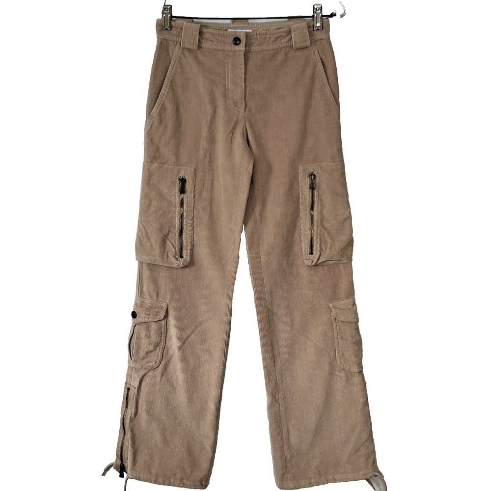 Y2K Moschino CheapandChic Cargo Pants Size 4 Corduroy Anke Zippers Ties Wide Leg